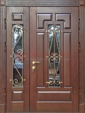 Стальная распашная дверь Винорит стекло и ковка ДСК-274 в Щелково