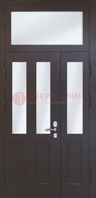 Черная тамбурная дверь со стеклянными вставками ДТМ-38 в Щелково