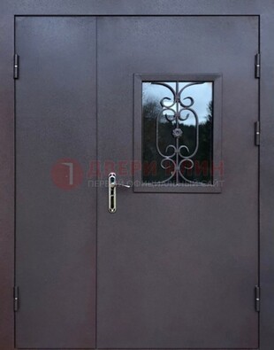 Тамбурная дверь Порошок со стеклом и ковкой ДТМ-48 в Щелково