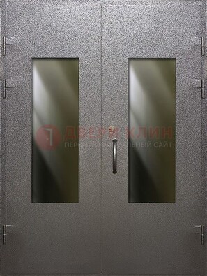 Серая тамбурная дверь со стеклянными вставками ДТМ-8 в Щелково