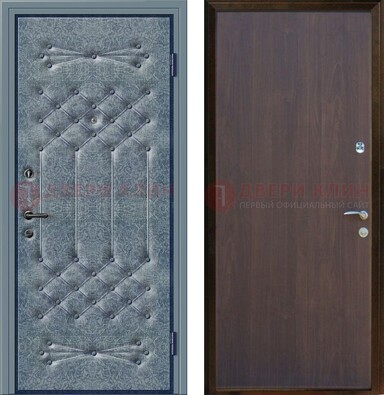 Серая металлическая дверь с винилискожей ДВ-35 в Щелково
