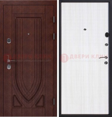 Уличная темная филенчатая дверь с виноритом и МДФ Белый ясень ДВТ-141 в Щелково