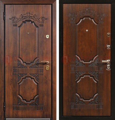 Коричневая железная дверь с виноритом и узором ДВТ-211 в Щелково