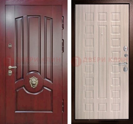 Темно-красная входная дверь с виноритом ДВТ-234 в Щелково