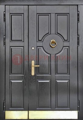Черная металическая дверь с виноритом для дома ДВТ-241 в Щелково