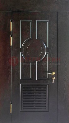 Входная темная дверь винорит с решеткой ДВТ-250 в Щелково