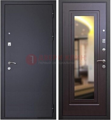 Черная железная дверь с зеркалом ДЗ-30 в Щелково