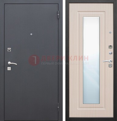 Черная входная дверь с зеркалом МДФ внутри ДЗ-31 в Щелково