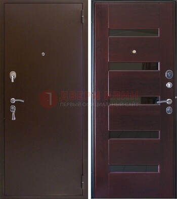Темная железная дверь с зеркалом ДЗ-42 в Щелково