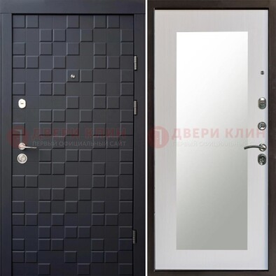 Черная стальная дверь МДФ и зеркалом ДЗ-50 в Щелково