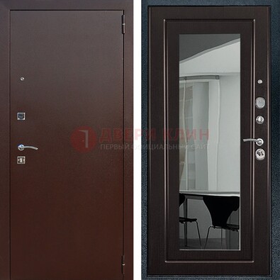 Металлическая дверь с порошковым напылением с МДФ и зеркалом ДЗ-61 в Щелково