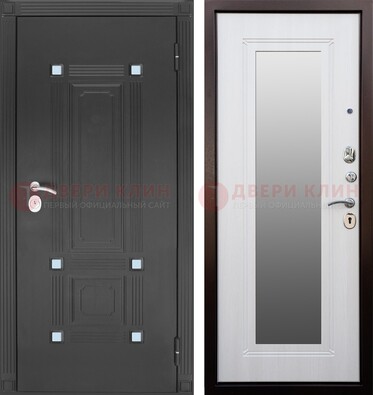 Стальная черная дверь МДФ с зеркалом ДЗ-76 в Щелково