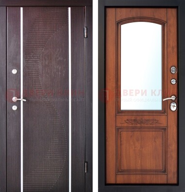 Входная дверь с МДФ и МДФ внутри с зеркалом ДЗ-88 в Щелково