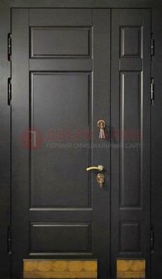Черная полуторная железная дверь для частного дома ПЛ-2 в Щелково