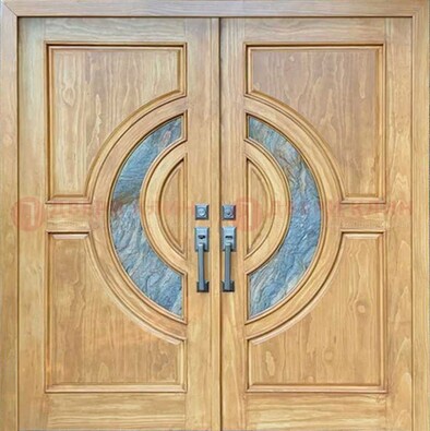 Двухстворчатая металлическая дверь с витражом ВЖ-11 в Щелково
