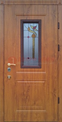 Железная дверь с МДФ и витражом ВЖ-24 в Щелково